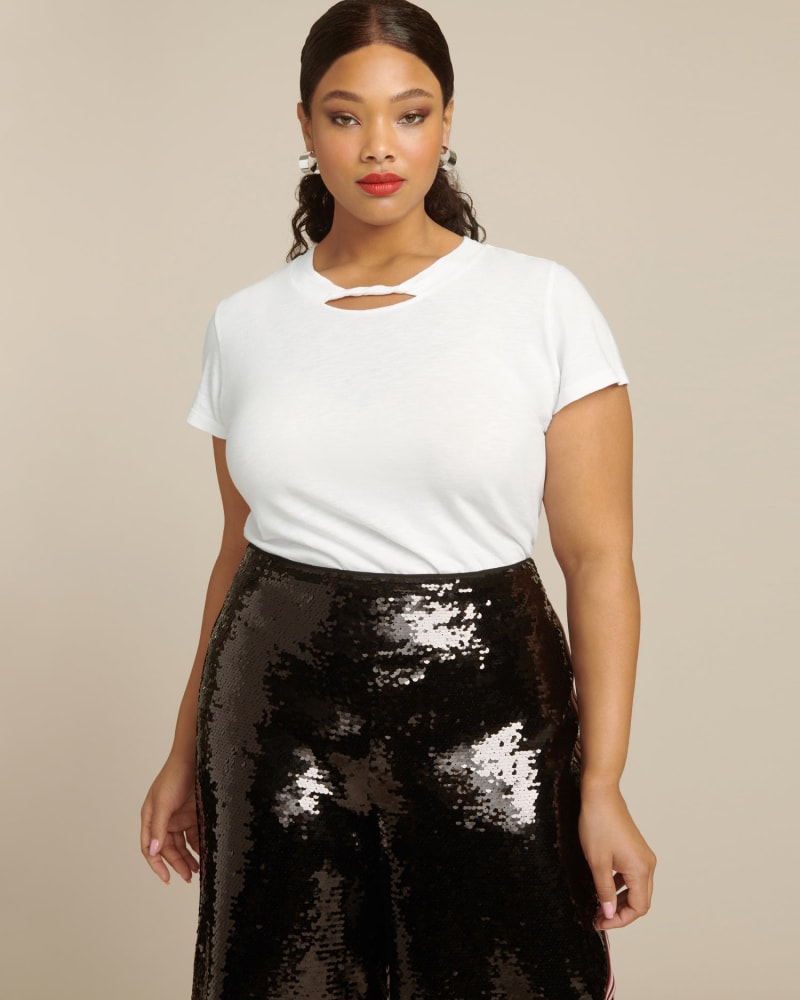 Front of a model wearing a size XL Santiago Tee in White by LNA. | dia_product_style_image_id:224950
